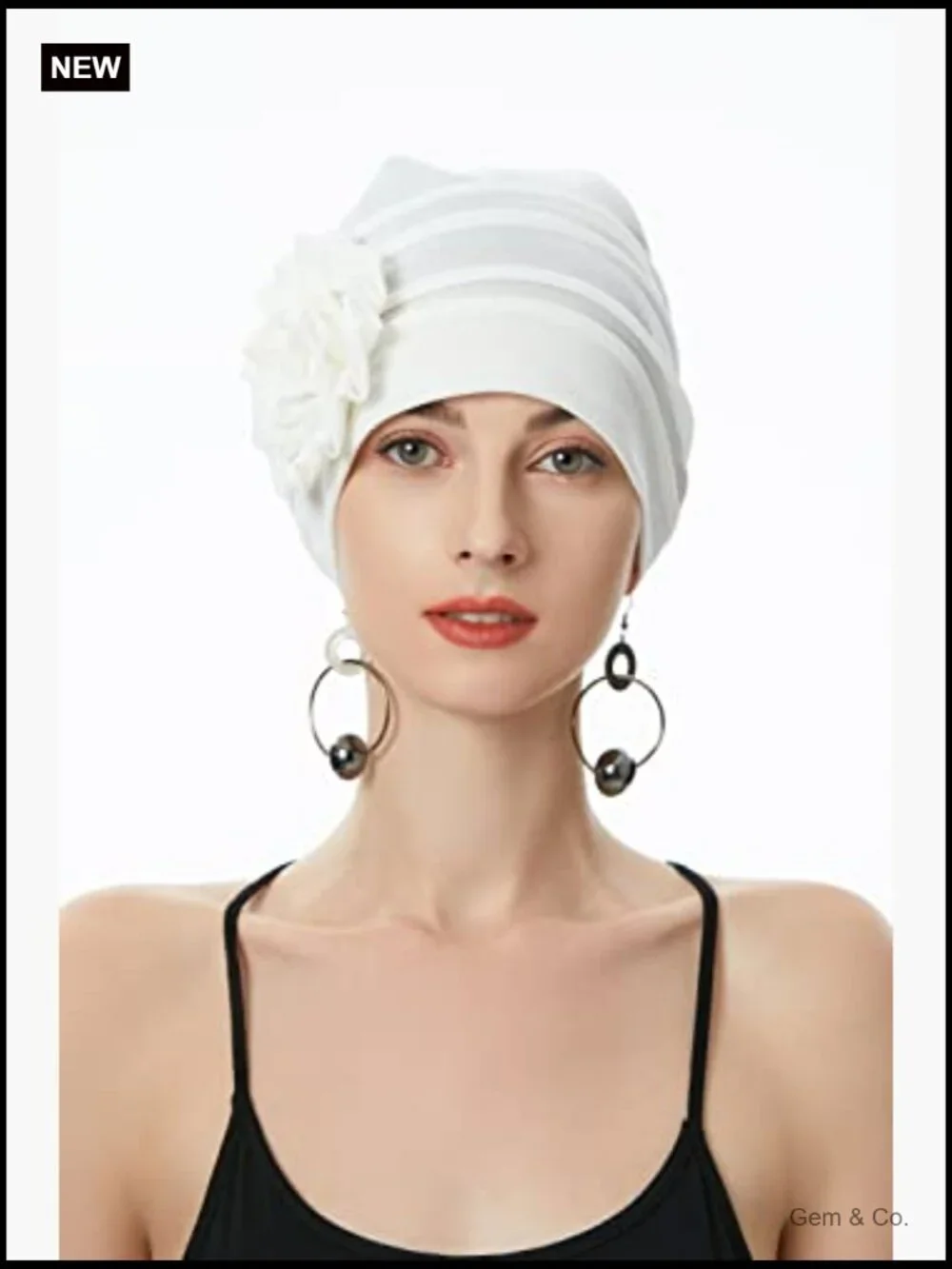 Elastic Stretch Beanie Hat with Flower Chemo Headwear Summer